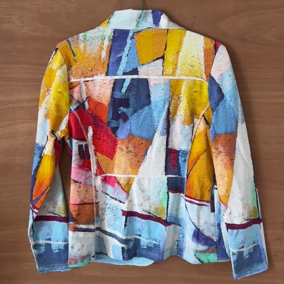Simply Art by Dolcezza multicolor blazer size M medium artsy abstract button - Picture 5 of 7
